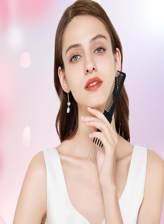 YQQYG 2 PCS Comb with Prongs on, Lift Teasing Comb for Fine Hairs, Hair Backcombing Combs, Hair Pick Salon Teasing Metal Pick Lifting Fluffing Combs for Women Men Curly Hairs(Black, Blue) - Image 5