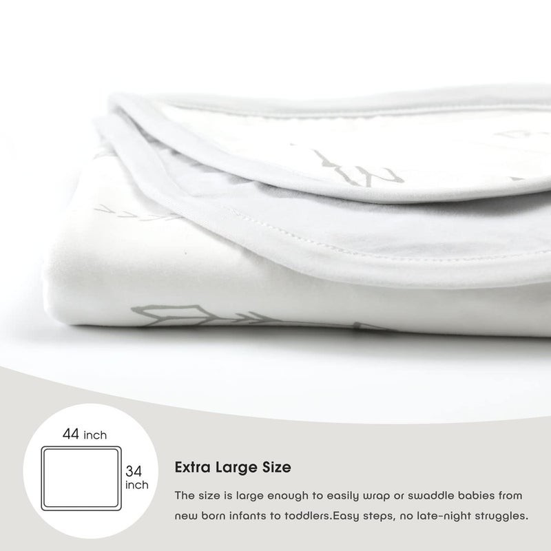GRSSDER Baby Blankets Super Soft Jersey Knit Swaddle Blanket for Baby Girls and Boys, Double Layer Receiving Blankets 34 x 44 Inches Extra Large for Baby Swaddling, Simple Arrow - Image 4