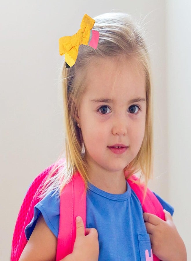 SARATA Back to School Hair Clips Pencil Hair Bows Ponytail Holder Yellow Bow Hair Clips for Baby Girls' First Day of School Kindergarten Students Snap Hairpin Handmade Cheer Gifts Decor 2pcs - Image 3