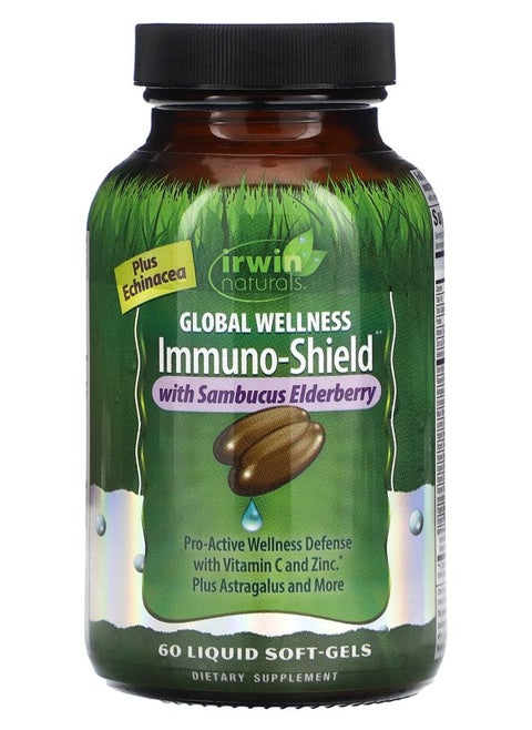 Global Wellness Immuno-Shield with Sambucus Elderberry 60 Liquid Soft-Gels