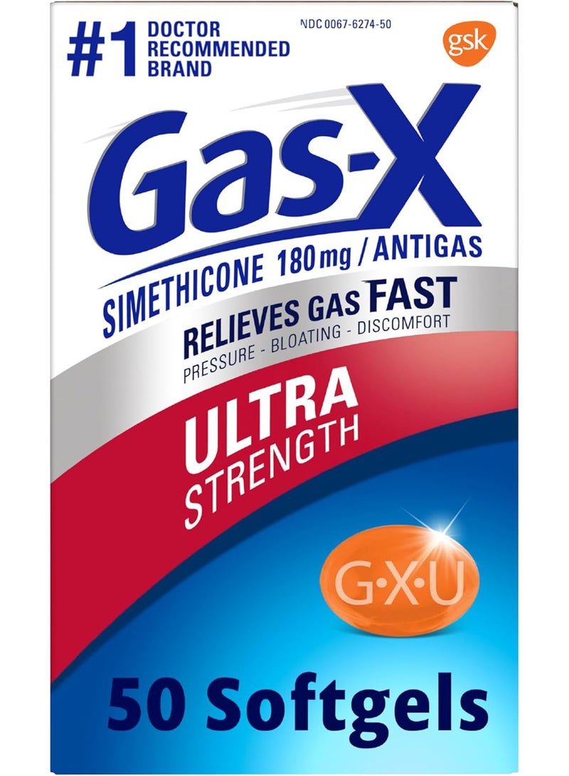 Ultra Strength Gas Relief Softgels with Simethicone 180 mg for Bloating Relief - 50 Count