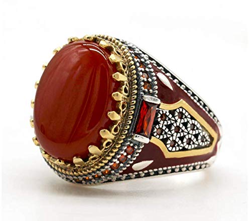 Qida LovePlus S925 Sterling Silver Onyx Ring for Men Natural Agate Stone Ring Cool Turkish Handmade Luxury Jewelry - Image 2