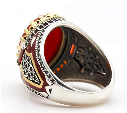 Qida LovePlus S925 Sterling Silver Onyx Ring for Men Natural Agate Stone Ring Cool Turkish Handmade Luxury Jewelry - Image 3