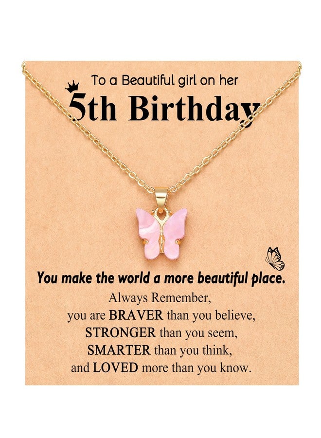 UNGENT THEM 5 Year Old Girl Birthday Gift Ideas Gifts for 5 Year Old Little Girls 5th Birthday Decorations Necklace - Image 1