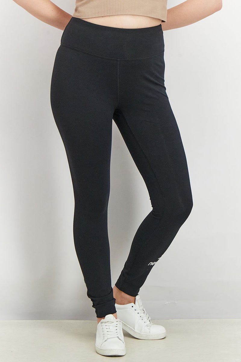 New Balance Women High Waist Brand Logo Leggings, Black - Image 1