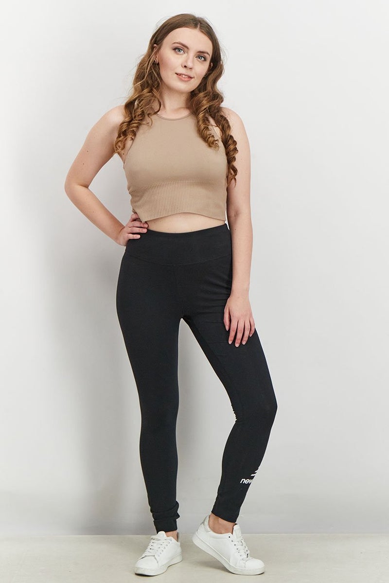 New Balance Women High Waist Brand Logo Leggings, Black - Image 2
