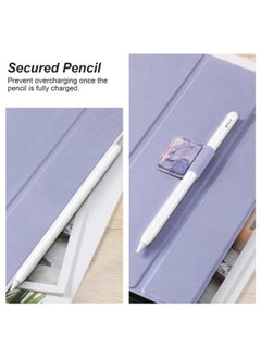 Fintie 4 Pack Pen Loop Holder for Apple Pencil Pro, Apple Pencil (USB-C / 1st / 2nd Generation) and Stylus Pens, Elastic Adhesive Leather Sleeve Attached to Cases, Lilac Marble  - Image 5