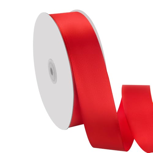 Quhora 112 x 100 Yards Satin Ribbon Wide Silk Red Ribbon with Spool Ideal for Gift Wrapping Floral Bouquets Crafts Wedding Party Decorations Christmas and Sewing Projects