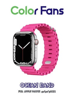 Soft Silicone Ocean Sports Strap Compatible Apple Watch 41mm 40mm 38mm for Men Women, Adjustible Watch Band for Apple Watch SE/Series 9/8/7/6/5/4/3/2/1 - Barbie Pink