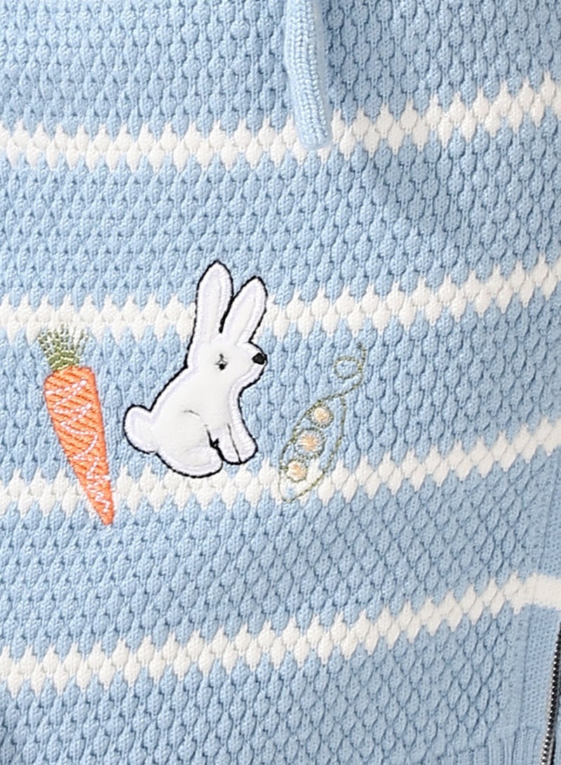 Andora Girls Hooded Neck Striped Sweatshirt _ Cornflower Blue  - Image 5