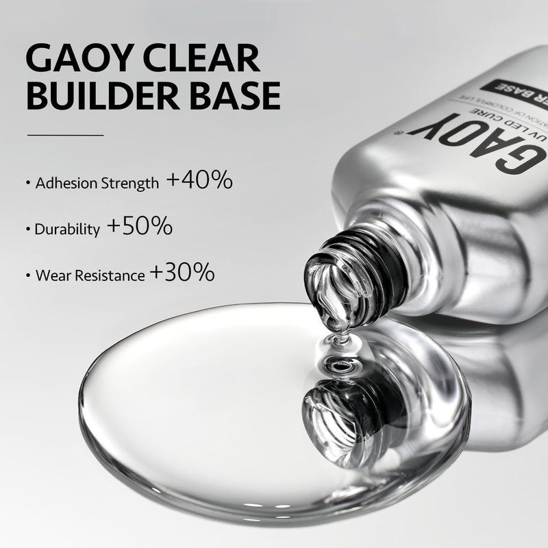GAOY Clear Builder Gel for Nails, 16ml Rubber Base Builder Gel, Nail Strengthener in a Bottle, Soak Off Long Lasting UV Light Cure Nail Art DIY - Image 2