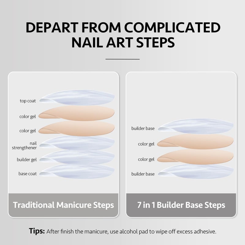 GAOY Clear Builder Gel for Nails, 16ml Rubber Base Builder Gel, Nail Strengthener in a Bottle, Soak Off Long Lasting UV Light Cure Nail Art DIY - Image 3