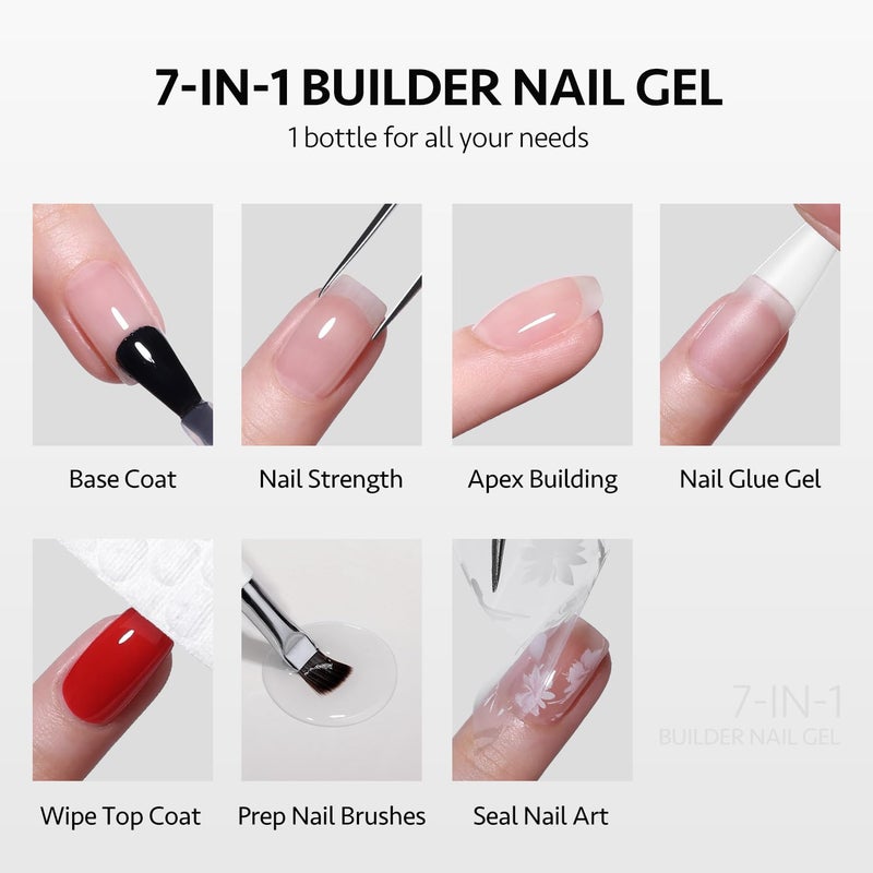 GAOY Clear Builder Gel for Nails, 16ml Rubber Base Builder Gel, Nail Strengthener in a Bottle, Soak Off Long Lasting UV Light Cure Nail Art DIY - Image 5
