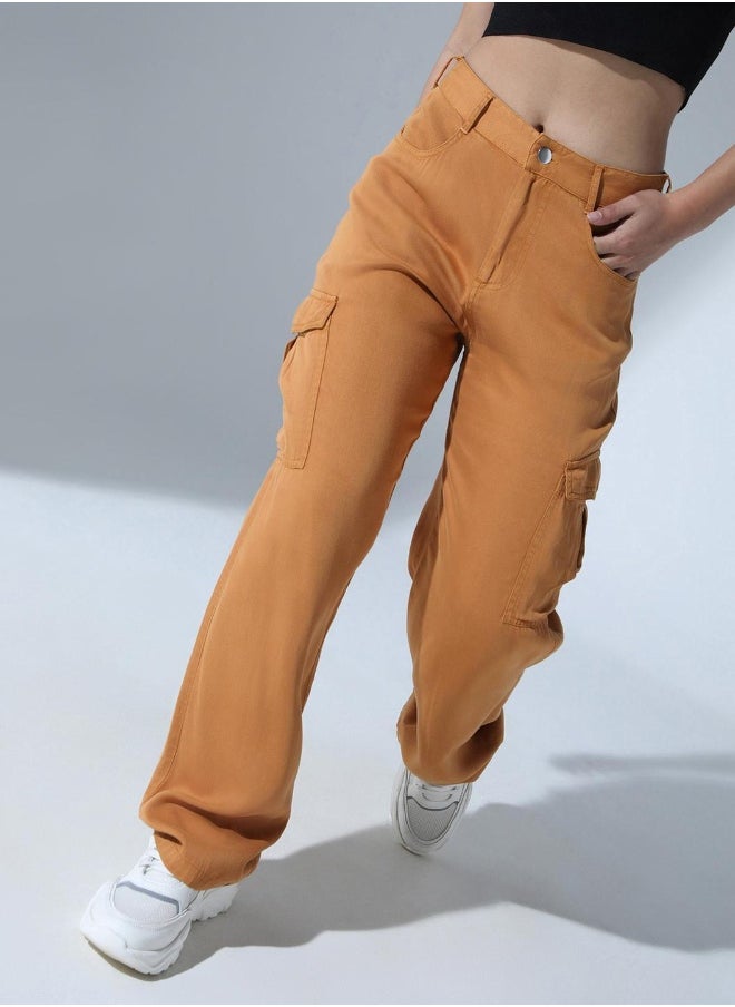Hubberholme بنطلون كارجو نسائي أنيق بقصّة Slim Fit وواسع الارتفاع  - Image 5
