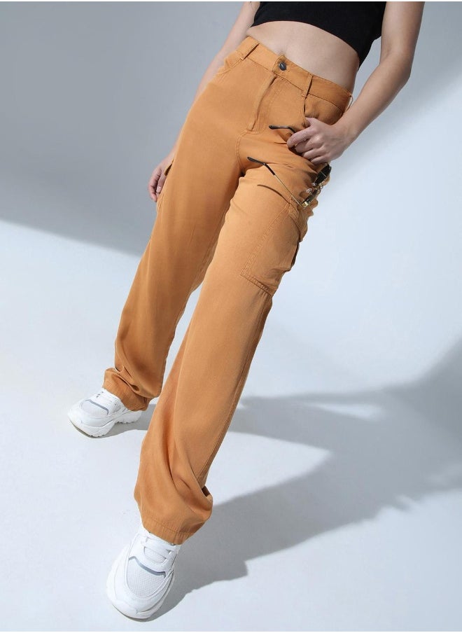 Hubberholme بنطلون كارجو نسائي أنيق بقصّة Slim Fit وواسع الارتفاع  - Image 2
