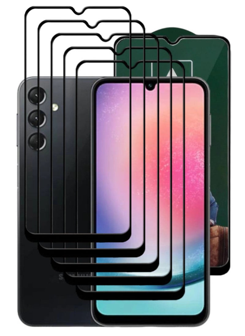 ACLIX 5 Pieces Antistatic ESD Dustproof Premium Quality High Definition Tempered Glass Screen Protector Designed For Samsung Galaxy A24 4G - Image 1