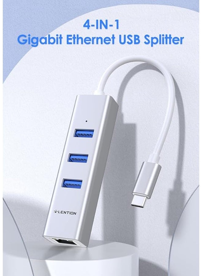 LENTION USB C Hub Ethernet Adapter, 3 USB 3.0 Ports, RJ45 Network Connector for 2025-2016 MacBook Pro, New Mac Air/iPad Pro, Chromebook, More, Stable Driver Certified (CB-C23s, Silver) - Image 5