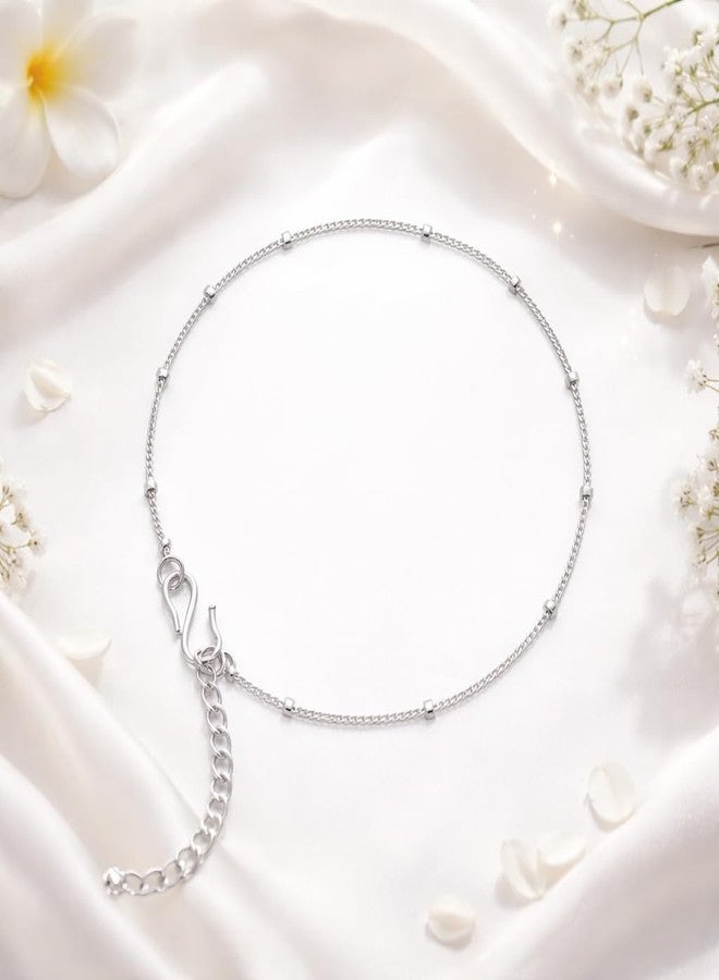 LBV 925 Sterling Silver Anklet with Small Silver Balls for girls 4-15 years - Image 2