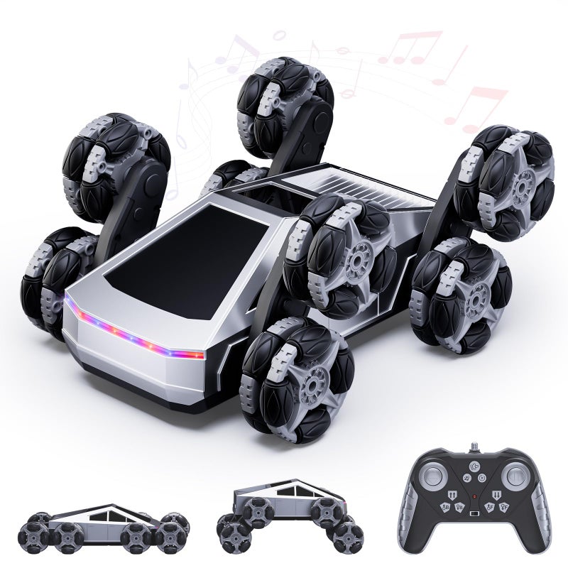 Bsgifts Remote Control Car 8 Wheels RC Stunt Car with LED Lights Music 24GHz RC Drift Car for Boys Aged 614 Christmas Birthday Gift for Kids - Image 3