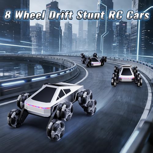 Bsgifts Remote Control Car 8 Wheels RC Stunt Car with LED Lights Music 24GHz RC Drift Car for Boys Aged 614 Christmas Birthday Gift for Kids - Image 5