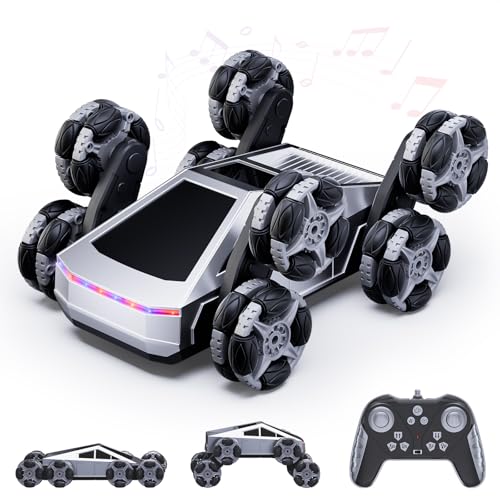 Bsgifts Remote Control Car 8 Wheels RC Stunt Car with LED Lights Music 24GHz RC Drift Car for Boys Aged 614 Christmas Birthday Gift for Kids - Image 1