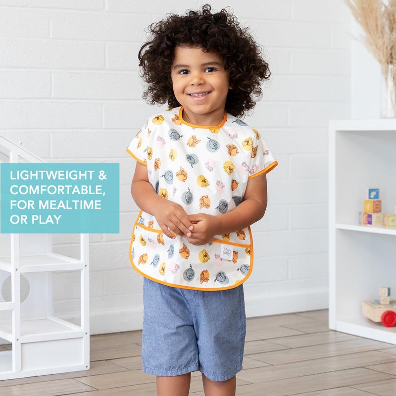 Bumkins Disney Short Sleeve Bib for Girl or Boy, Toddler and Kids for 1-3 Years, Large Size, Essential Must Have for Junior Children, Eating, Mess Saving Soft Fabric Play Apron, Winnie and Friends - Image 4