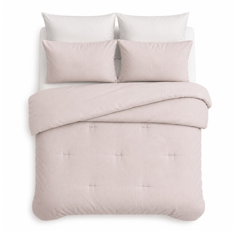HOMETOPIA Waffle Texture Comforter Set 6 PCS, Luxury Hotel Style Bedding, King Size 264×229 cm, Soft Breathable Quilt, White Sheet Set, All Season - Image 2