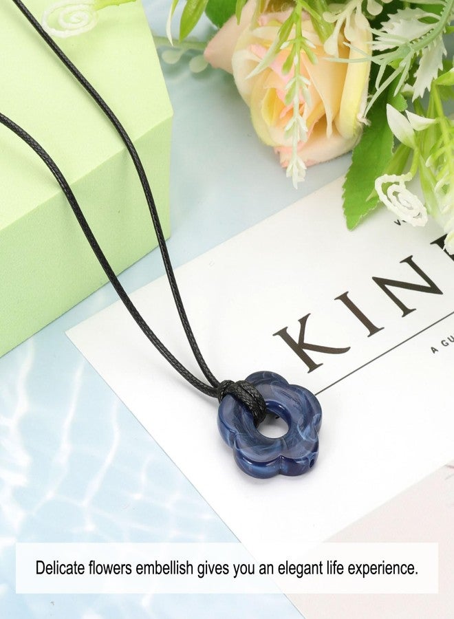 PATIKIL Flower Charms, Acrylic Flower Pendant Necklace Adjustable Chokers String Cord Fashion Accessories for Women Jewelry Decoration, Blue - Image 3