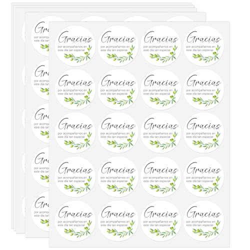 GSCWLD 100 Pack Spanish Gracias Thank You Sticker,2 Inch Gracias Por Acompañarnos Favor Stickers for Wedding,Nature-Inspired Mi Boda Stickers for Party Favor,Gift Bag,Bride Shower - Image 1