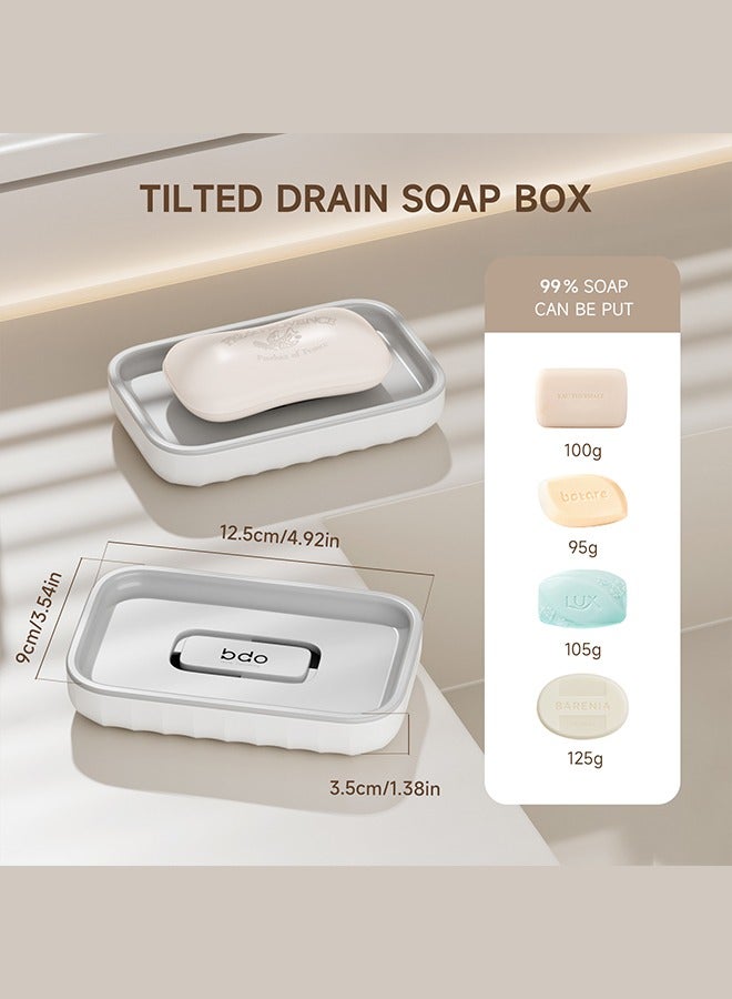 bdo Large Plastic Soap Dish Holder Self Draining Bar Soap Container Soap Saver for Shower Bathroom Kitchen Daily Use - Image 2