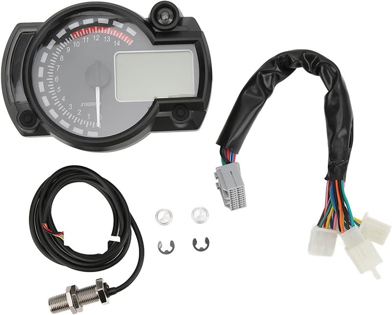 Digital Speedometer Gauge, LCD Odometer Dashboard Meter with Backlit Display, 15000 R/Min 12V Universal Instrument Cluster for Motorcycles, Scooters, ATVs, Cars and RVs - Image 1