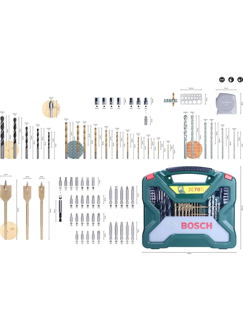 BOSCH X-Line Drill- And Screwdriver Bit Set Titanium Coated 70 pieces Set - Image 3