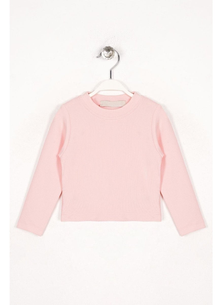 WEWE Crew Neck Long Sleeve Basic Unprinted Pink Color Girl Bodysuit  - Image 1