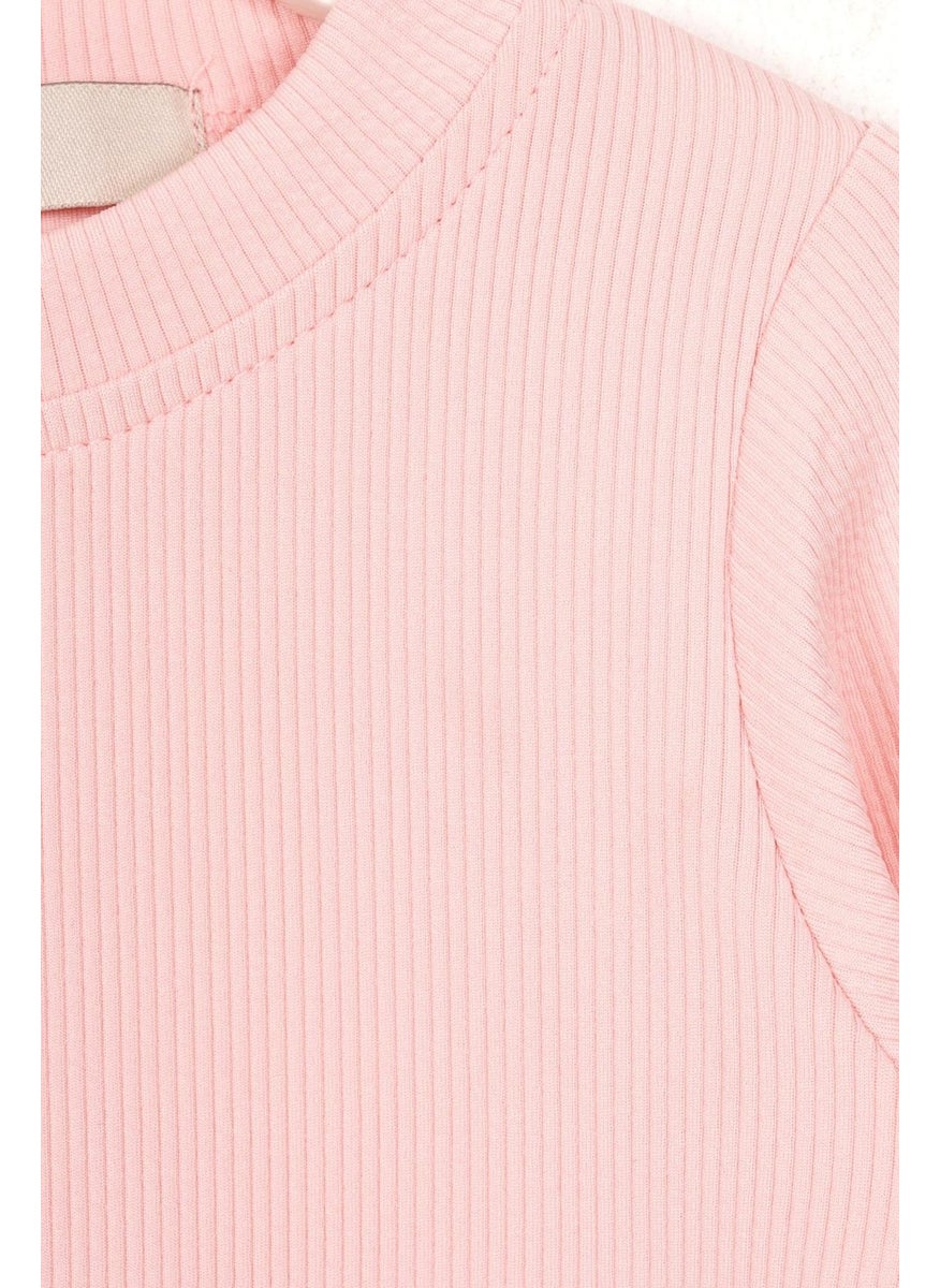 WEWE Crew Neck Long Sleeve Basic Unprinted Pink Color Girl Bodysuit  - Image 2