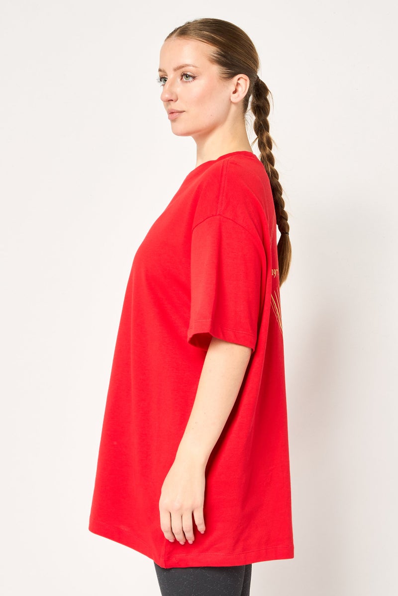 Nike Women Loose Fit Short Sleeve Outdoor T-Shirt, Red - Image 3