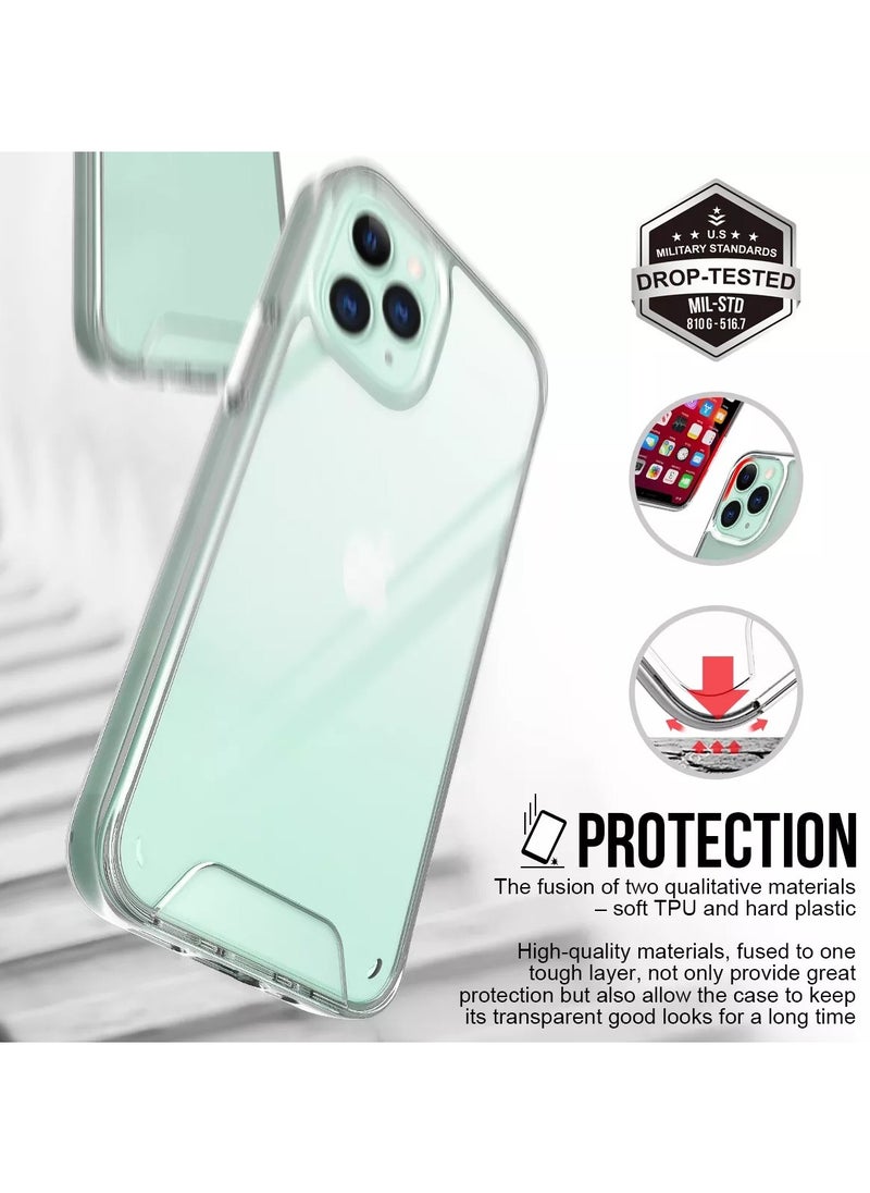 Generic - Case Transparent Mental Button Space Heavy Duty Shockproof Crystal 2 IN 1 Shockproof Case For IPhone 13 Pro Max - Image 1