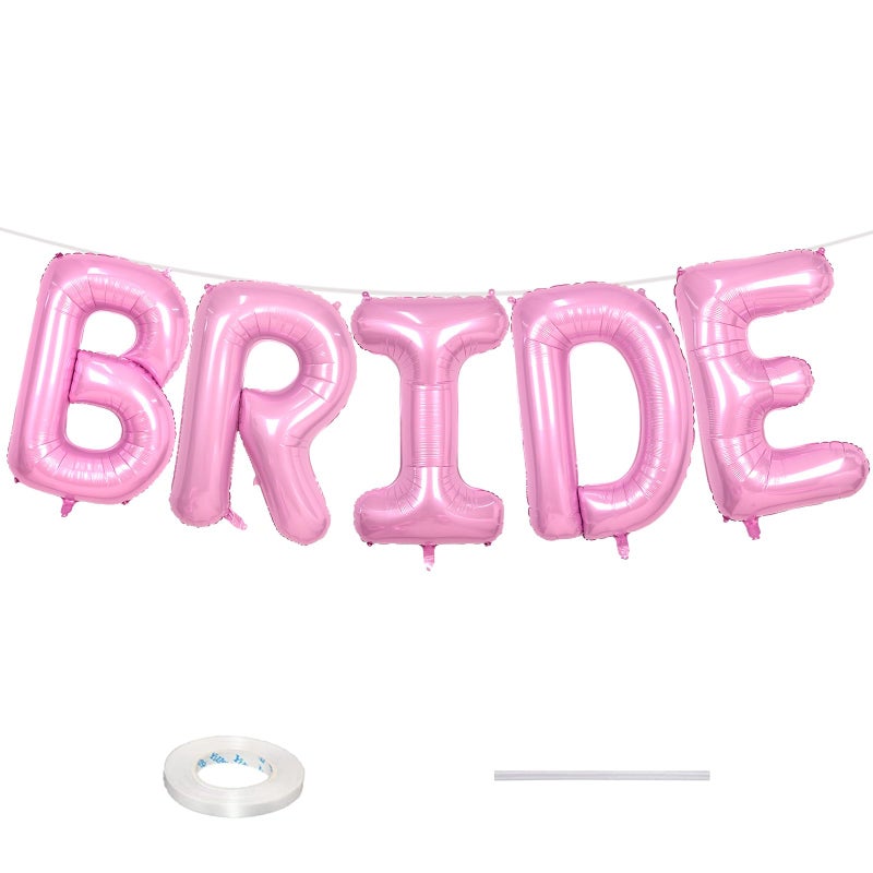 Biapian 40 Inch BRIDE Letter Balloons, Pink BRIDE Foil Balloons, 5 Pcs Giant BAby Pink Foil Large Letters Balloon Helium for Wedding Bridal Shower Anniversary Bachelorette Engagement Party Decoration - Image 1