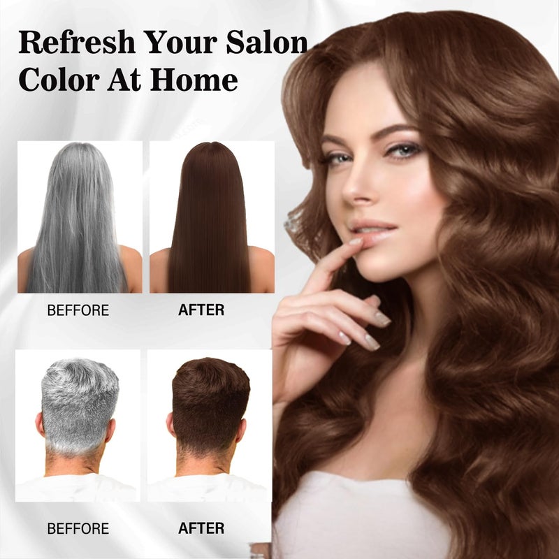Joyful Young Hair Dye Shampoo 3-in-1, Chestnut Brown Semi-Permanent Gray Hair Coverage, Color Depositing Shampoo for Women & Men, Vegan, Ammonia-Free - Image 3