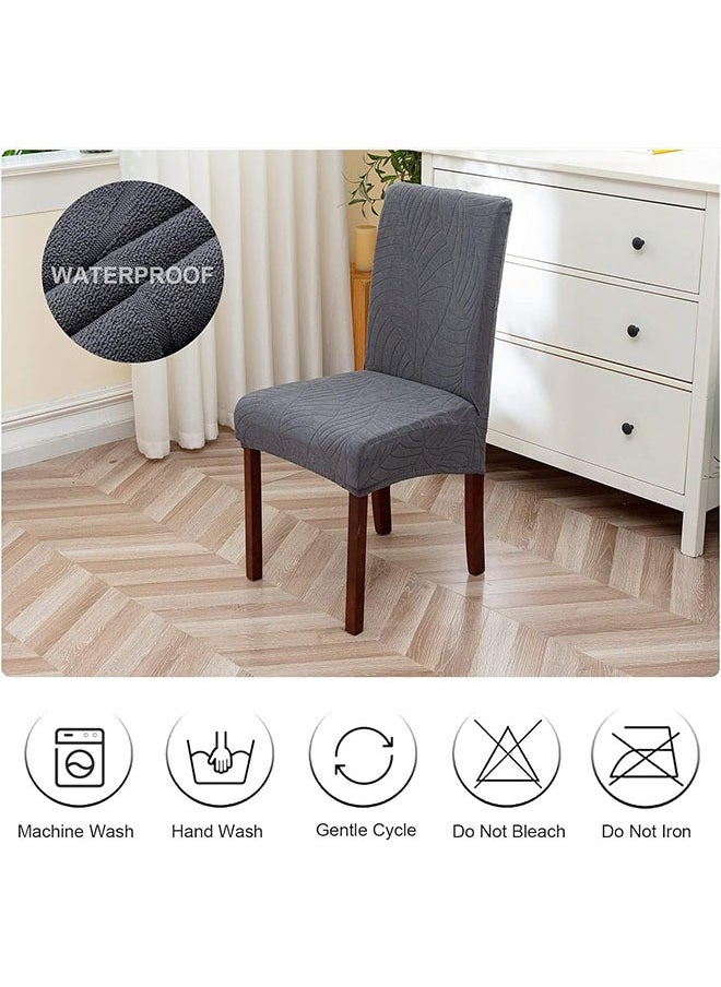 Generic 6 PCS Waterproof Chair Covers for Dining Room,Stretch Jacquard Dining Chair Slipcovers  - Image 5