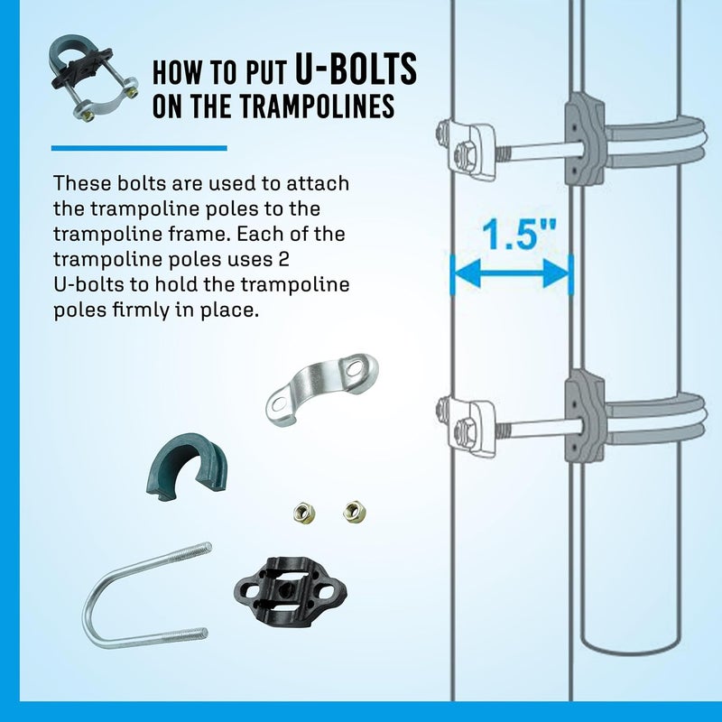 Upper Bounce Machrus Trampoline Safety Enclosure Set for 7.5 FT 10FT 12FT 13FT 14FT 15FT Frames - Includes Net, Poles & Hardware - Installs Outside Frame - Image 3