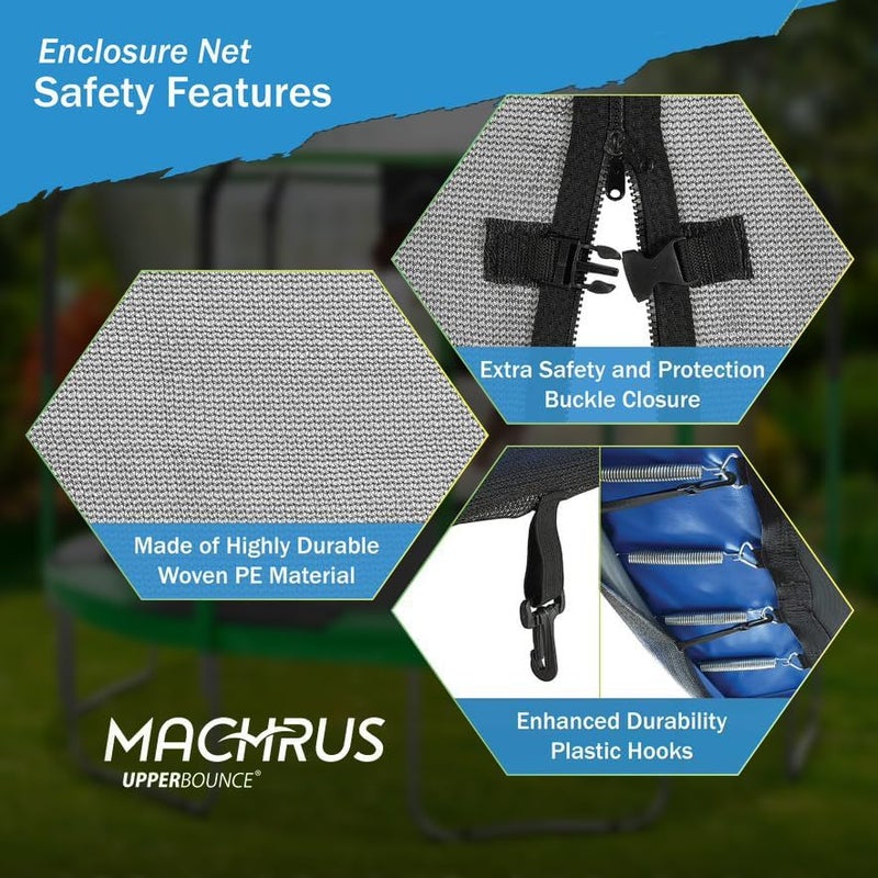 Upper Bounce Machrus Trampoline Safety Enclosure Set for 7.5 FT 10FT 12FT 13FT 14FT 15FT Frames - Includes Net, Poles & Hardware - Installs Outside Frame - Image 5