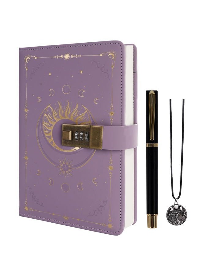 TIEFOSSI Diary with Lock, Vintage Sun Journal with Lock for Women Men, A5 Refillable Notebook with Lock for Writing, 224 Numbered Pages - Image 1