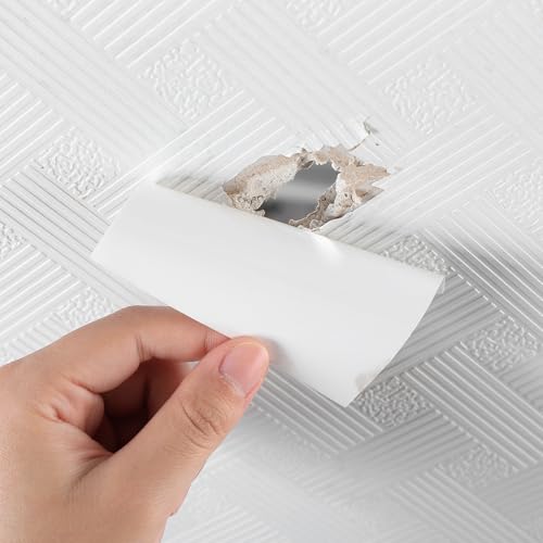 Innconee 10 Pcs Bathtub Hole Patch Siding Wall Repair Kit Waterproof Patch Holes Blemishes Tools Self Adhesive White Tape for Cracked Pool Liner Roof Skylight and Vinyl Skirting(White) - Image 4