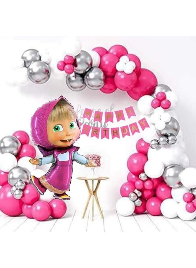 Masha Pink Balloons Set – Princess Birthday Decoration for Girls – Masha Party Supplies - Image 1