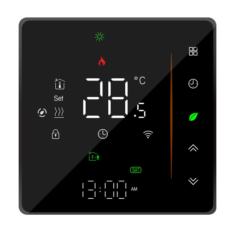 Smart Thermostat: Black WiFi Programmable Thermostat - Voice & App Controlled ±1℃ Accuracy Energy Saving Thermostat for Electric Floor Heating Smart Home Use - Image 1