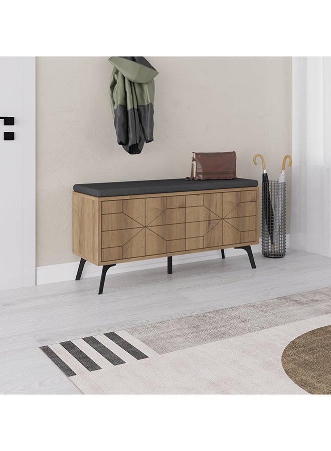 Mourah Home Dune Bench & Shoe Cabinet With Cushion 8 Pairs  Entryway Storage Cabient With 4 Doors Shoe Rack For Hallway Bedroom Living Room  35X55X107 Cm  Brown  - Image 1