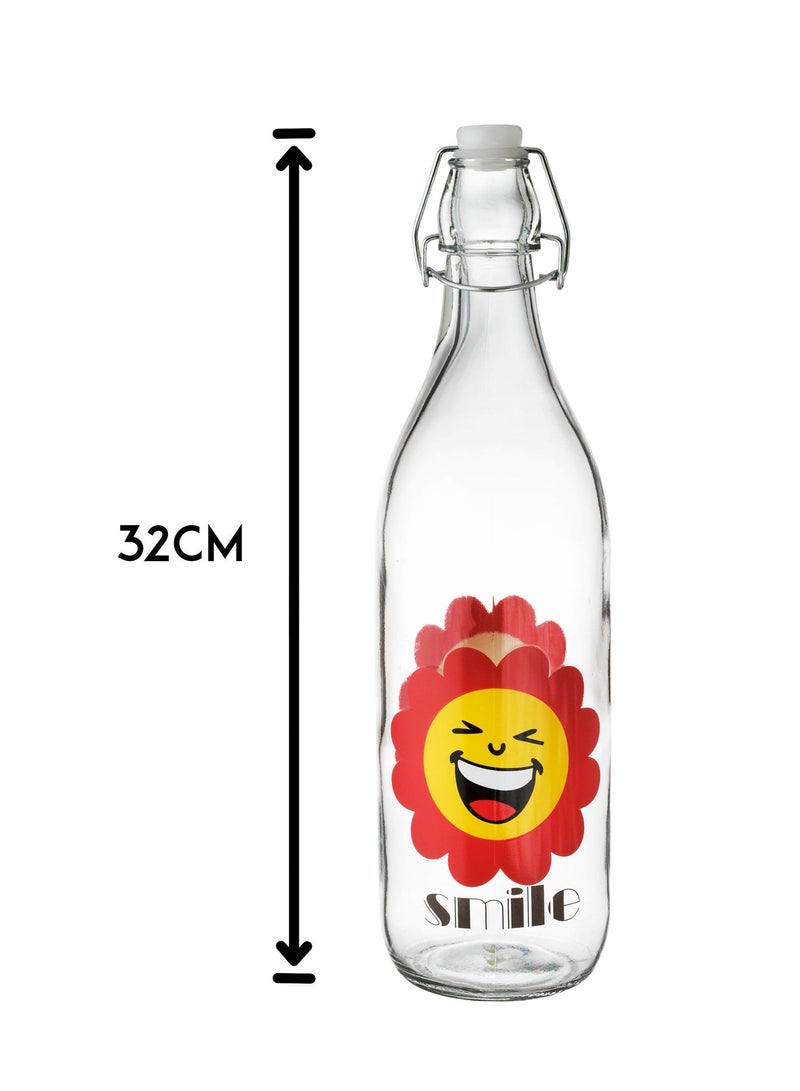 Set of 4 glass bottles with airtight lids – Fun Smile design 🌼😊 Multi-purpose for drinks, oil, and vinegar - Image 4