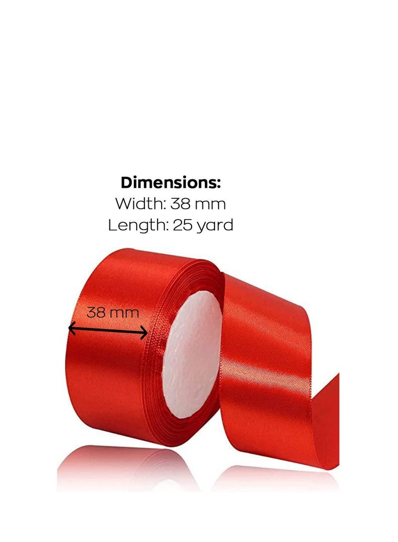 MARKQ Red Satin Ribbon 38mm x 25yd Fabric Polyester Ribbon for Gift Wrapping Party Favors Wedding Decorations Bow Making Bouquets Sewing Projects & Craft Supplies  - Image 2