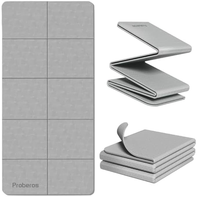 Proberos Portable Folding Yoga Mat With Carry Bag Tpe Yoga Mat Anti-Slip 5Mm Thicken - Image 1