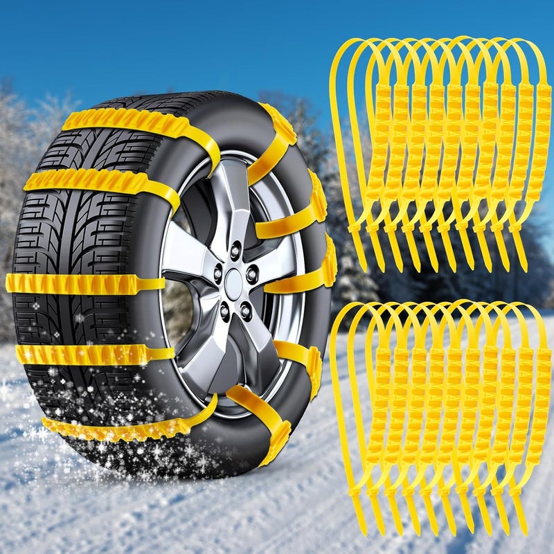 Tallew Snow Tire Chains - Nylon Snow Straps for Car Tires, 1.26" Width, Emergency Anti Skid Chains for Trucks, Universal Fit for Tires 175 to 295 mm (20 Pcs) - Image 1
